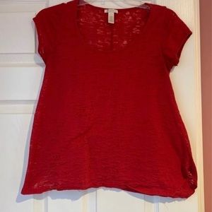 VIXEN Red Shirt/Sheer Material Juniors Large‎
